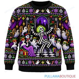 Beetlejuice Haunted Christmas Ballroom ugly christmas sweater