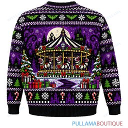 Beetlejuice Haunted Holiday Carousel ugly christmas sweater