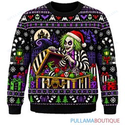 Beetlejuice Christmas Treasure Chest ugly christmas sweater