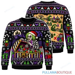 Beetlejuice Christmas Treasure Chest ugly christmas sweater