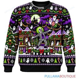 Beetlejuice Haunted Holiday Carnival ugly christmas sweater