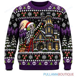 Beetlejuice Haunted Christmas Mansion ugly christmas sweater