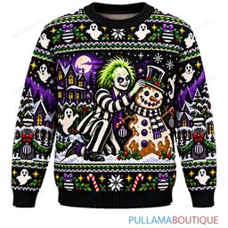 Beetlejuice Snowman Dance ugly christmas sweater
