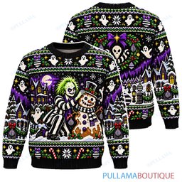 Beetlejuice Snowman Dance ugly christmas sweater
