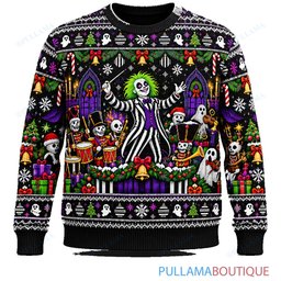 Beetlejuice Ghost Christmas Orchestra ugly christmas sweater