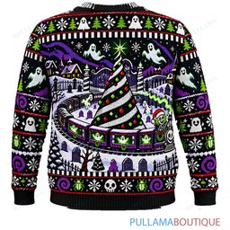 Beetlejuice Ghost Christmas Train ugly christmas sweater