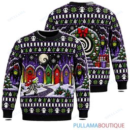 Beetlejuice Holiday Doorway Maze ugly christmas sweater