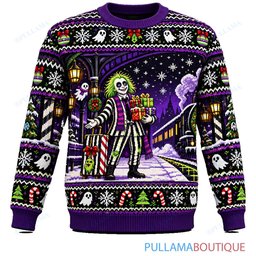 Beetlejuice Christmas Clock Tower ugly christmas sweater