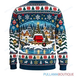Snoopy Joe Cool Holiday Snowglobe Village ugly christmas sweater