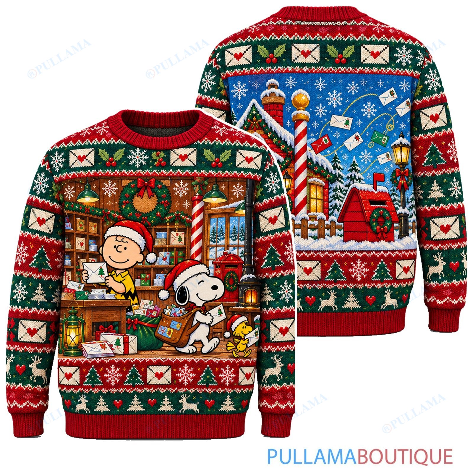 Snoopy Joe Cool Letters To Santa Post Office ugly christmas sweater