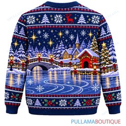 Snoopy Joe Cool Moonlit Ice Skating Waltz ugly christmas sweater