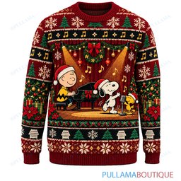 Snoopy Joe Cool Christmas Jazz Stage ugly christmas sweater