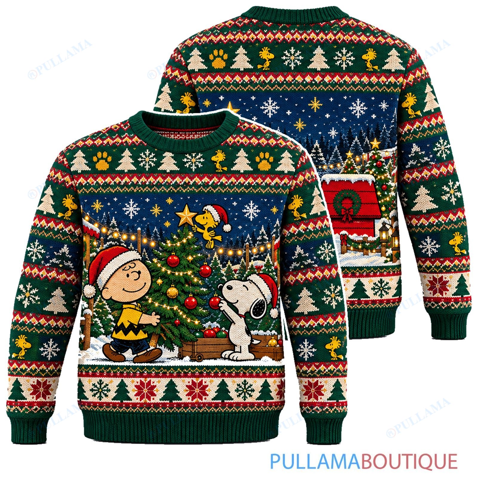 Snoopy Joe Cool Christmas Tree Lot Adventure ugly christmas sweater