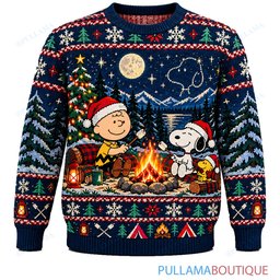Snoopy Joe Cool Christmas Campfire Stars ugly christmas sweater