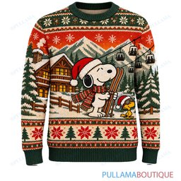 Snoopy Joe Cool Retro Ski Lodge ugly christmas sweater