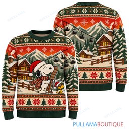 Snoopy Joe Cool Retro Ski Lodge ugly christmas sweater