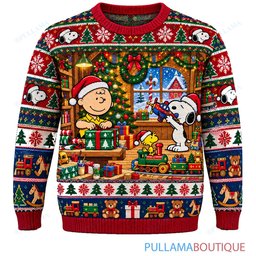 Snoopy Joe Cool North Pole Toy Workshop ugly christmas sweater