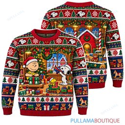 Snoopy Joe Cool North Pole Toy Workshop ugly christmas sweater
