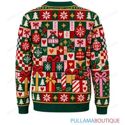 Snoopy Joe Cool Gift Wrap Patchwork Party ugly christmas sweater