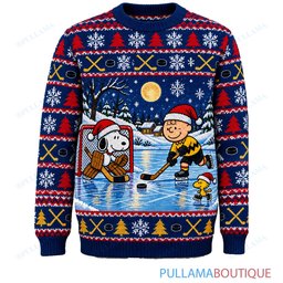 Snoopy Joe Cool Frozen Pond Hockey ugly christmas sweater