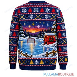 Snoopy Joe Cool Frozen Pond Hockey ugly christmas sweater