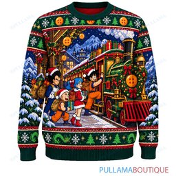 Son Goku Dragon Ball Dragon Express Holiday Train ugly christmas sweater