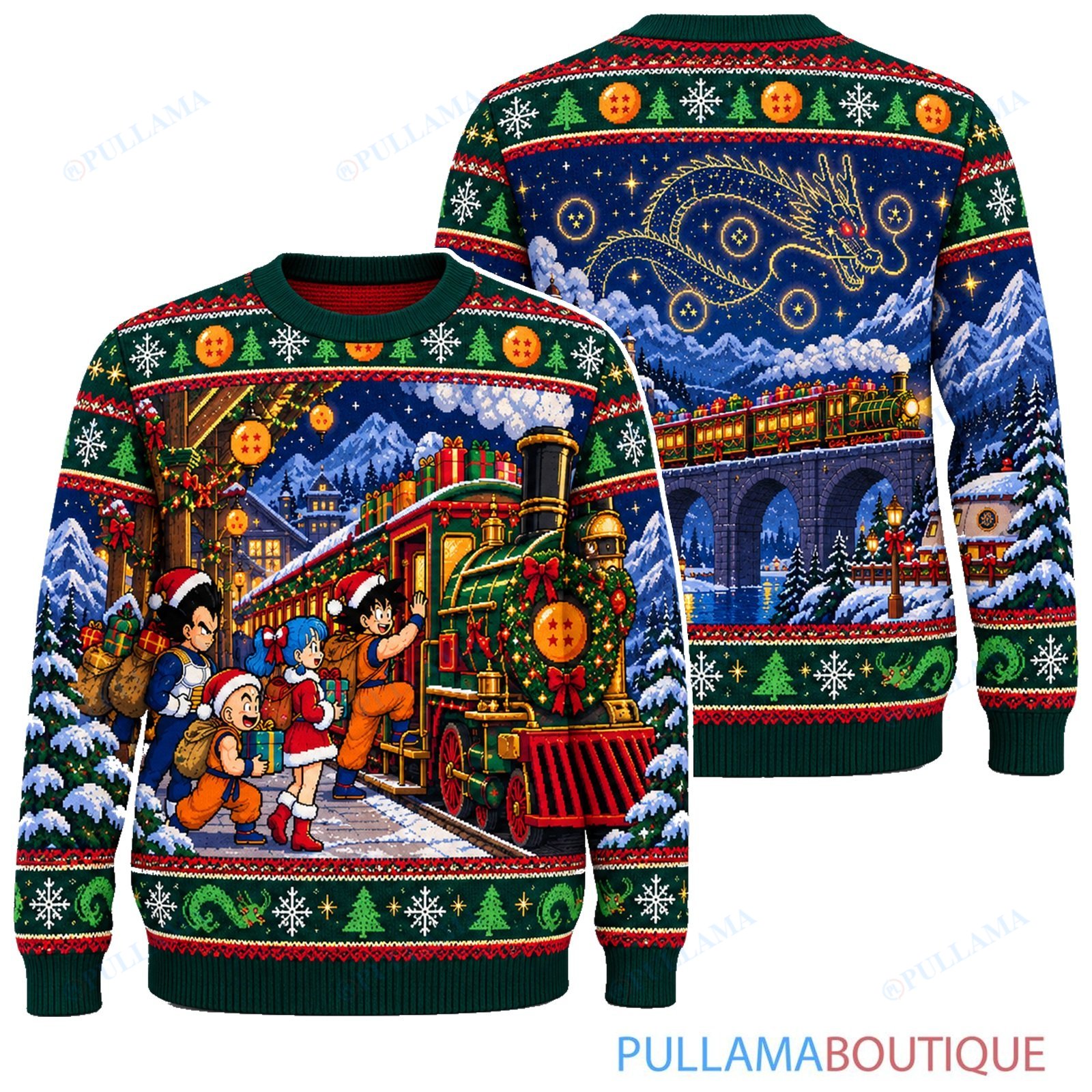Son Goku Dragon Ball Dragon Express Holiday Train ugly christmas sweater