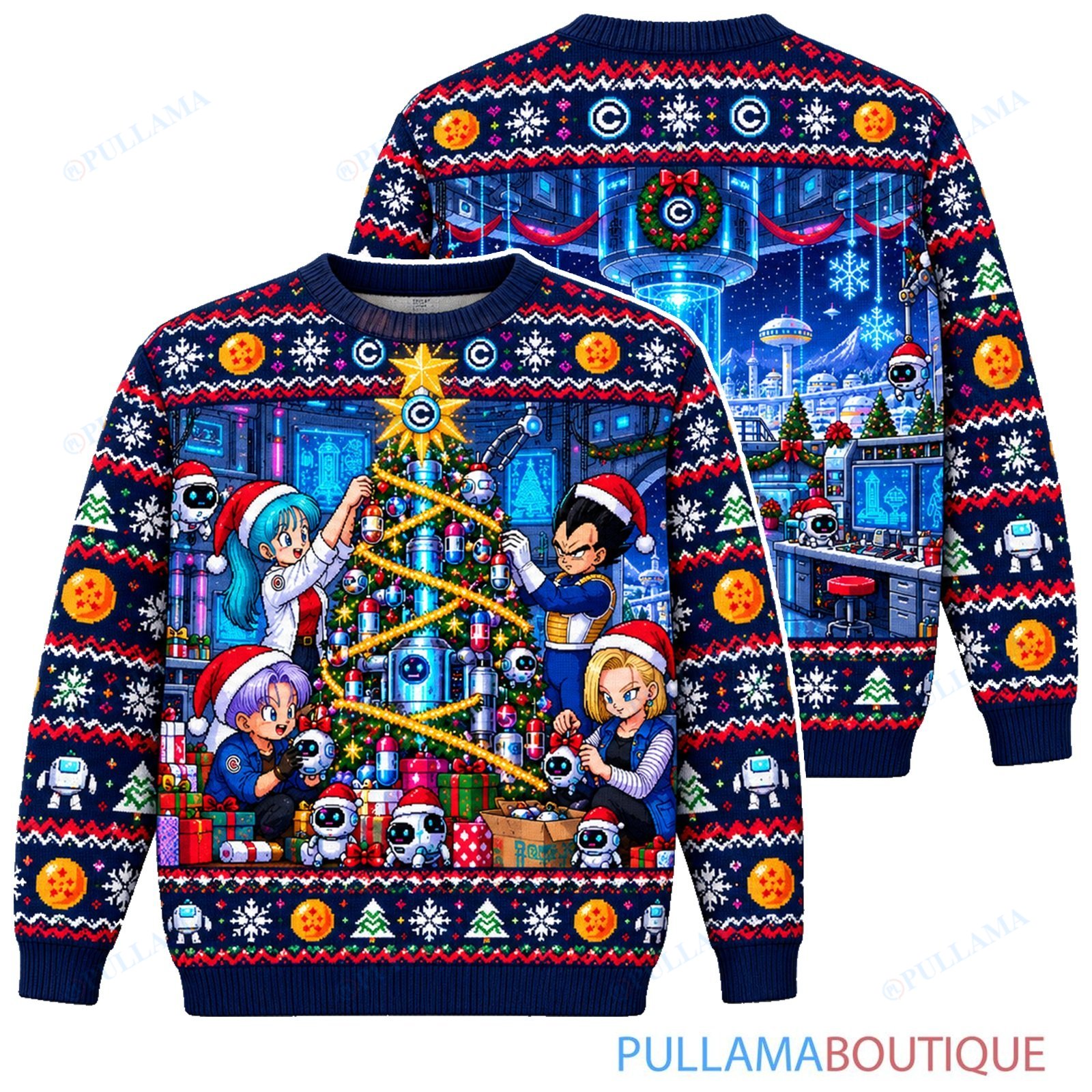 Son Goku Dragon Ball Bulma Holiday Lab ugly christmas sweater