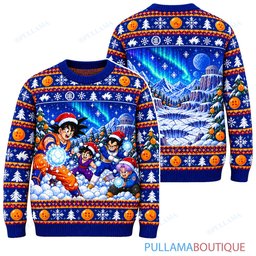 Son Goku Dragon Ball Saiyan Snow Battle ugly christmas sweater