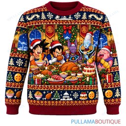 Son Goku Dragon Ball Christmas Food Feast ugly christmas sweater