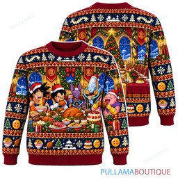 Son Goku Dragon Ball Christmas Food Feast ugly christmas sweater