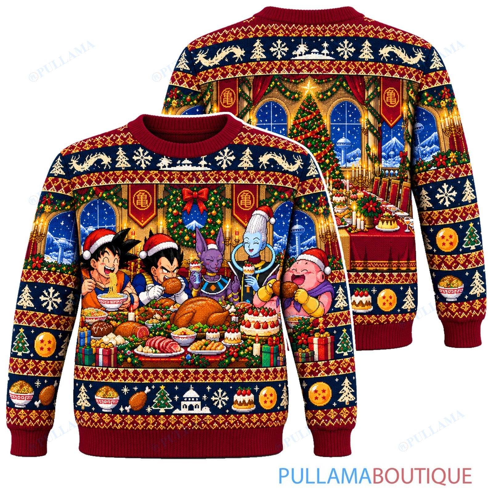 Son Goku Dragon Ball Christmas Food Feast ugly christmas sweater