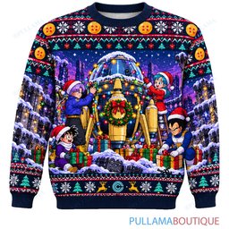 Son Goku Dragon Ball Trunks Time Machine Christmas ugly christmas sweater