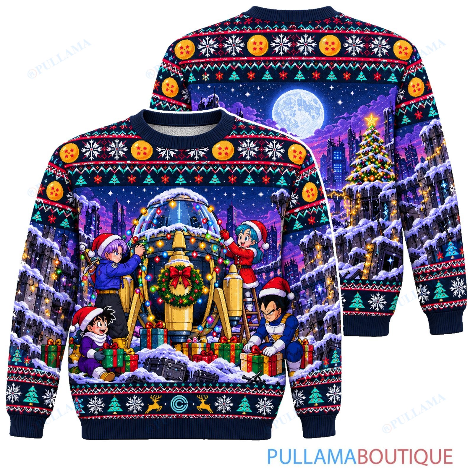 Son Goku Dragon Ball Trunks Time Machine Christmas ugly christmas sweater