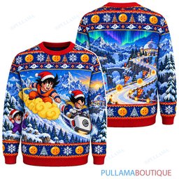 Son Goku Dragon Ball Goku Vegeta Snow Race ugly christmas sweater