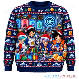 Son Goku Dragon Ball Capsule Corp Toy Workshop ugly christmas sweater