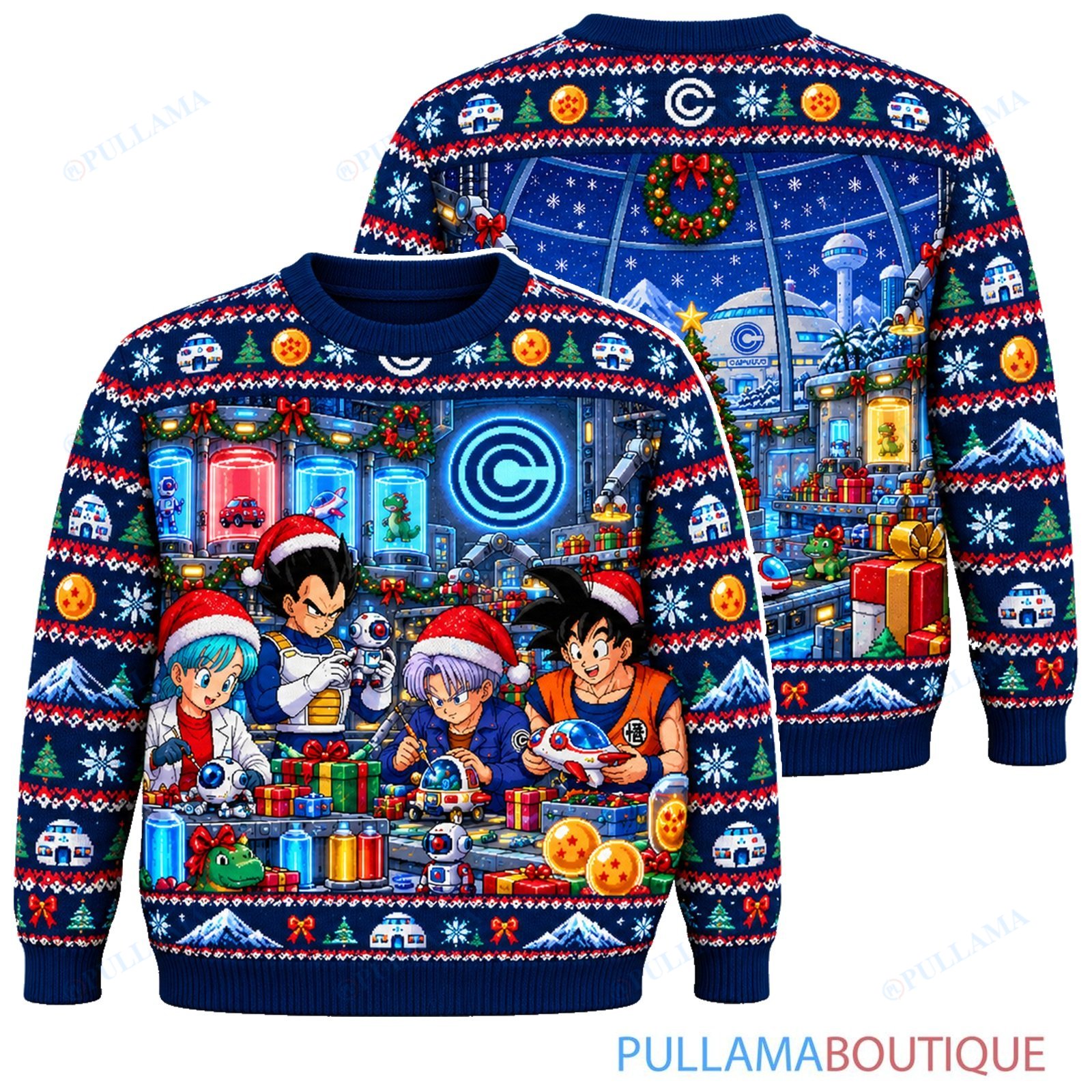 Son Goku Dragon Ball Capsule Corp Toy Workshop ugly christmas sweater