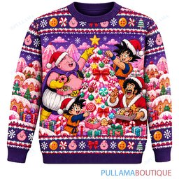 Son Goku Dragon Ball Majin Buu Candy Christmas Village ugly christmas sweater