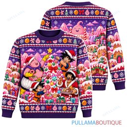 Son Goku Dragon Ball Majin Buu Candy Christmas Village ugly christmas sweater