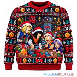 Son Goku Dragon Ball Red Ribbon Toy Factory ugly christmas sweater