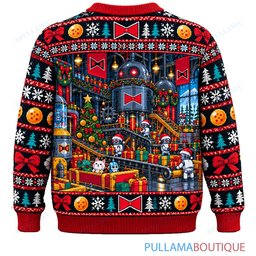 Son Goku Dragon Ball Red Ribbon Toy Factory ugly christmas sweater