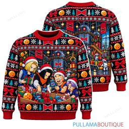 Son Goku Dragon Ball Red Ribbon Toy Factory ugly christmas sweater
