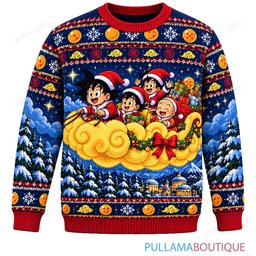 Son Goku Dragon Ball Nimbus Sleigh Ride ugly christmas sweater
