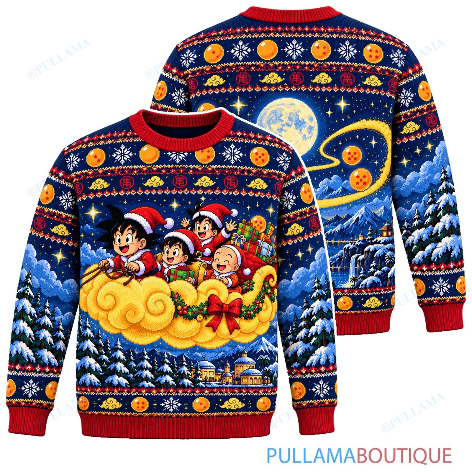 Son Goku Dragon Ball Nimbus Sleigh Ride ugly christmas sweater