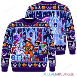 Son Goku Dragon Ball Frieza Ice Palace Christmas ugly christmas sweater