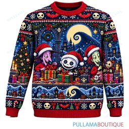 Jack Skellington Trick Or Treaters Gift Workshop ugly christmas sweater