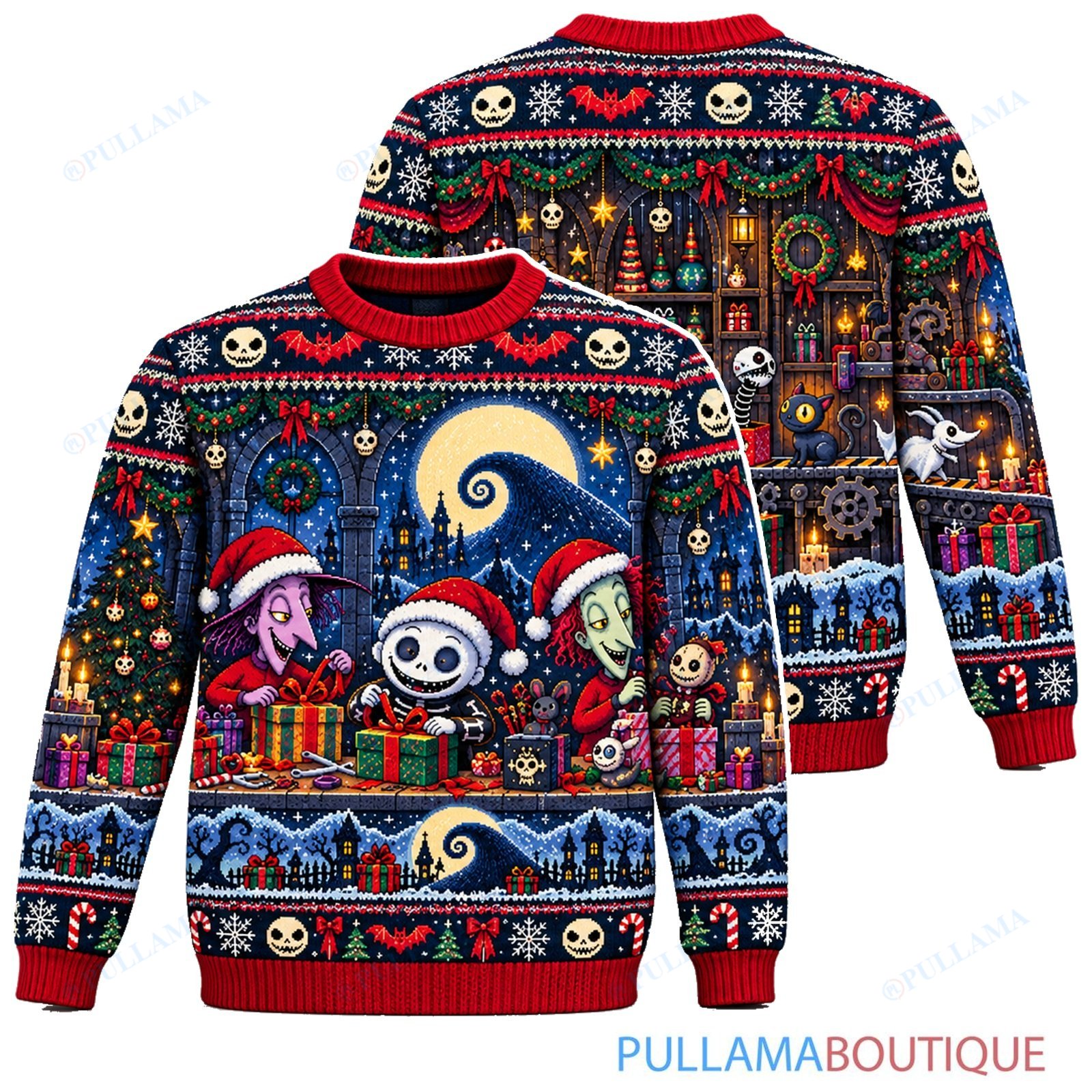 Jack Skellington Trick Or Treaters Gift Workshop ugly christmas sweater