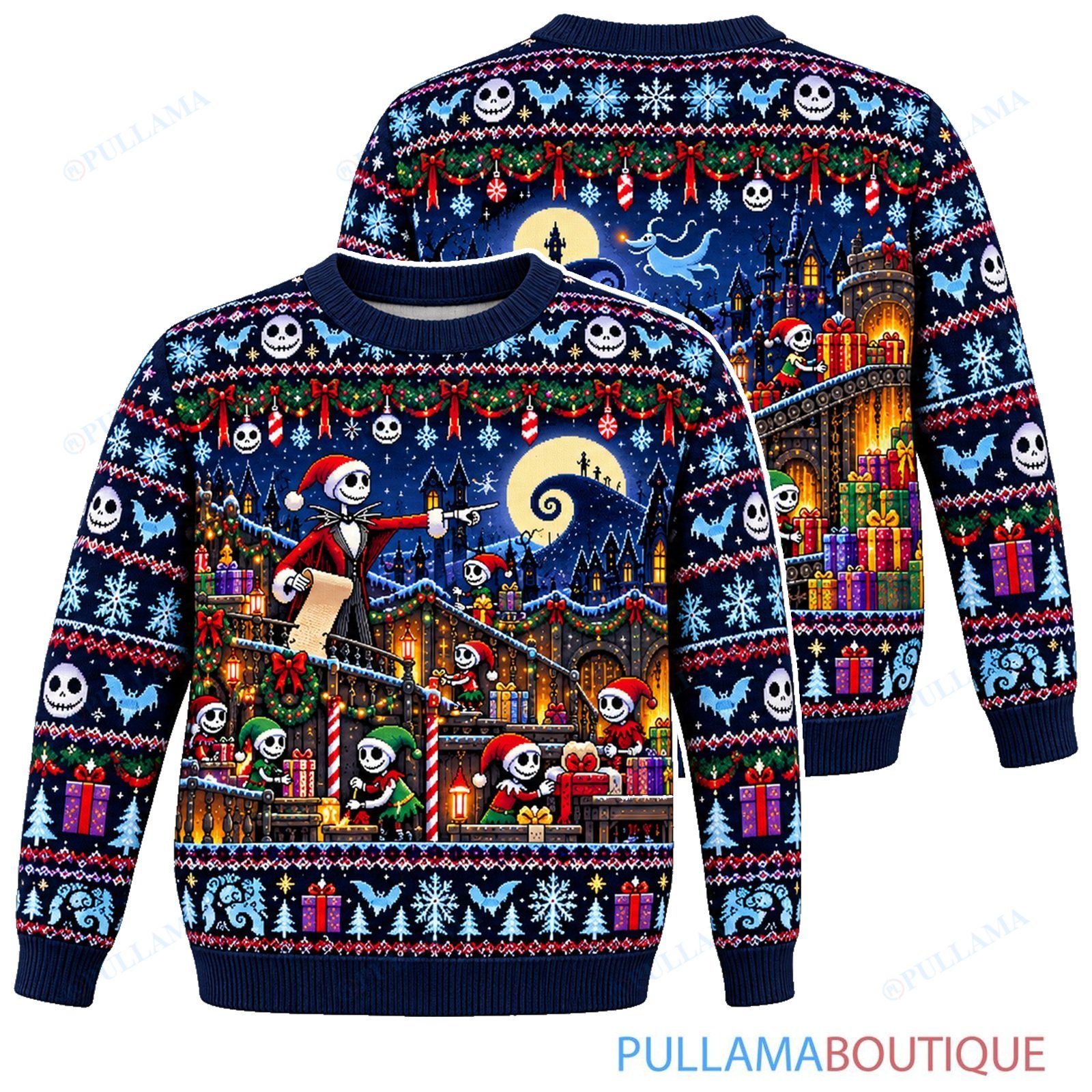 Jack Skellington Pumpkin King Gift Factory ugly christmas sweater