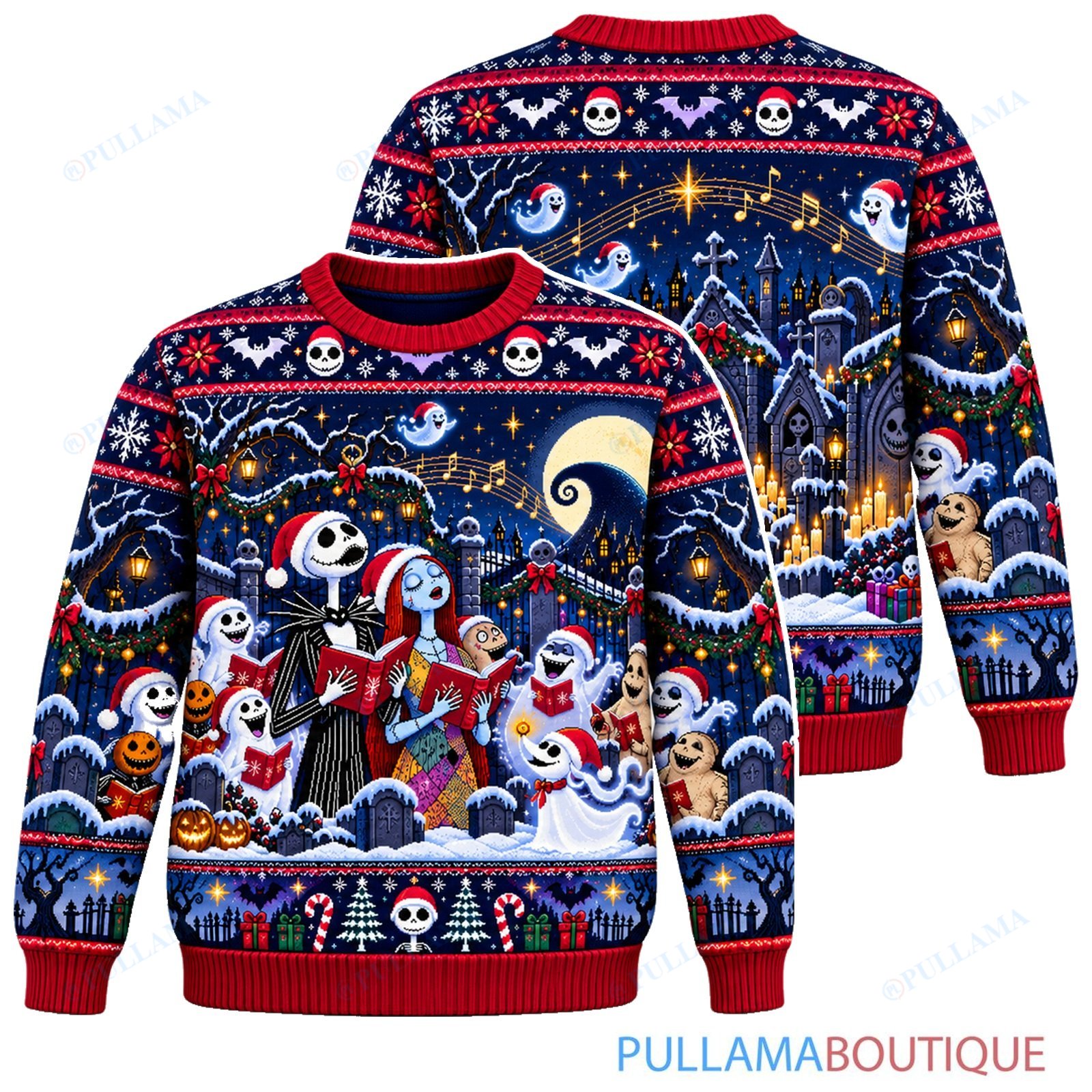 Jack Skellington Graveyard Carolers ugly christmas sweater