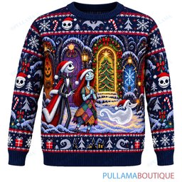 Jack Skellington Seven Holiday Doors Forest ugly christmas sweater